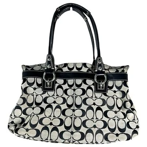 Bolso de hombro Coach f14696 Penélope negro de lona de cuero firma LEER - Imagen 1 de 6