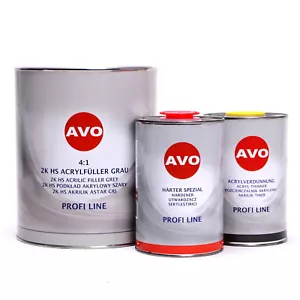 2K HS 4:1 Dickschicht Füller grau 6 Liter Set inklusive Härter AVO A020240S - Bild 1 von 1