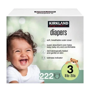 Kirkland Signature Diapers Size 3 Sealed 16-28 Lbs 222 Count - Picture 1 of 7