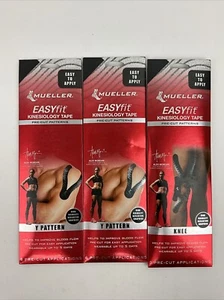 3 Pack Mueller Easyfit Kinesiology Tape Bundle Knee And Y Pattern - Picture 1 of 4