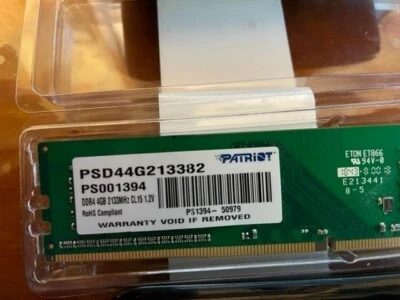 4-Patriot DDR4 4GB 2133MHz CL 15 1.2V Memory (948) - Image 1 of 2