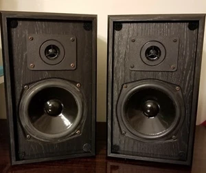 Pair Of Pinnacle Model # AC 500 Rear Bookshelf Loudspeakers 8 Ohm Black TESTED! - Picture 1 of 7