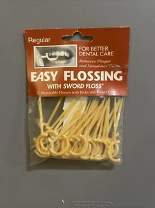 Vintage Rare 32 Pc Swiss Sword Easy Floss Toothpicks Pocket Case Oral Teeth Care - Picture 1 of 7