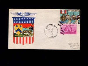 WWII Patriotic Tied Cinderella Military Insignia & Events Vermont Illinois Cover - Picture 1 of 2