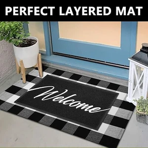 Indoor Outdoor Door mat 30"x17.5" Ultra Absorb Mud Welcome/Hello Entryway Rugs - Picture 1 of 38