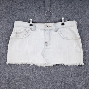VINTAGE Roxy Denim Skirt Womens 11 Junior Blue Mini Raw Hem Light Wash Jean Y2K - Picture 1 of 10