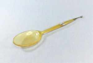 Vintage Hornlöffel mit silberner Endkappe und Monogrammschild - Bild 1 von 12