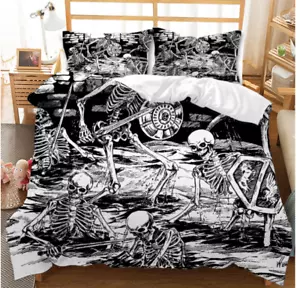 3D Halloween Skeleton Quilt Cover Set Duvet Cover Bedding Pillowcases - Picture 1 of 4