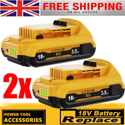 2x For DeWalt Battery 18V 3.0Ah Li-ion Slide DCB182 DCB184 DCB200 DCF887 DCB206