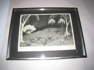Old Print 'Seranade' No 2/84 Signed 'M.M.M. 84' Framed Under Glass 9 x 12.5 - Picture 1 of 7