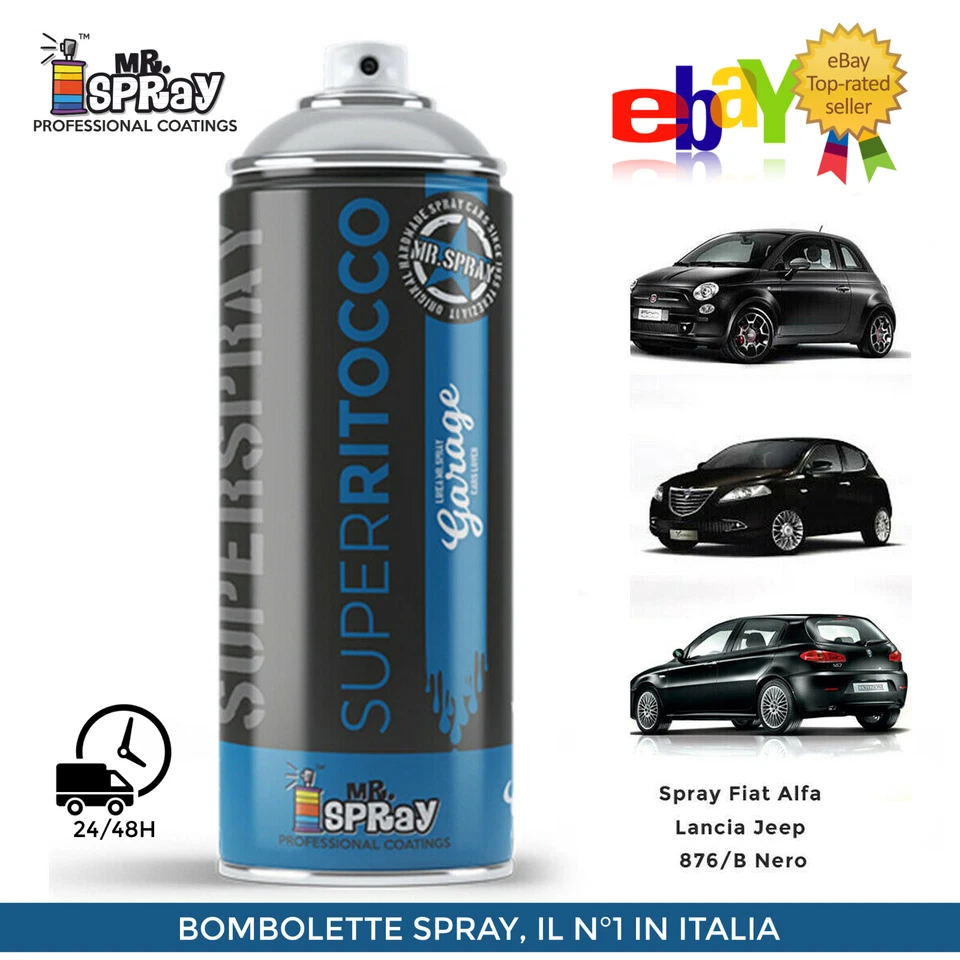MRSPRAY Spray Fiat Alfa Lancia Jeep 876/B Nero 1K 400ml !! LUCIDO DIRETTO !!