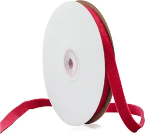 Red Double Faced Velvet Ribbon 3/8 Inch, 10 Yards Velvet Craft Ribbons for Chris - Picture 1 of 7