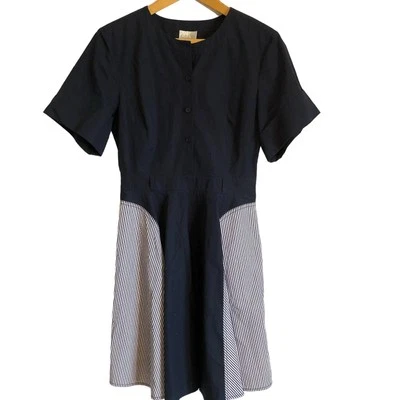 Grey Jason Wu short sleeve blue dress knee length casual cotton Size 4. - Image 1 of 4