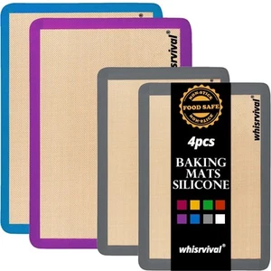 4 Pack Silicone Baking Mat, Non-Stick Silicone Baking Sheet, Food Safe Silico... - Picture 1 of 8