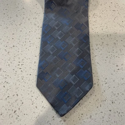 Corbata de seda Dolce & Gabbana vintage gris metálico estampado plateado diseñador Foto 1 de 4