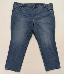 Old Navy Women's Jeans Plus Size 30 Mid-Rise Power Slim Straight Medium Wash NEW - Picture 1 of 16