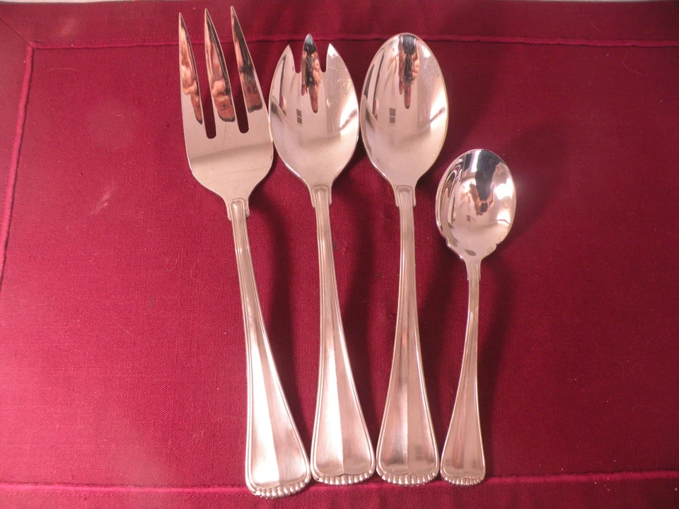 4 porções toalha HAMILTON cetim aço inoxidável 18/8 ALEMANHA colheres garfo + - Imagem 1 de 4