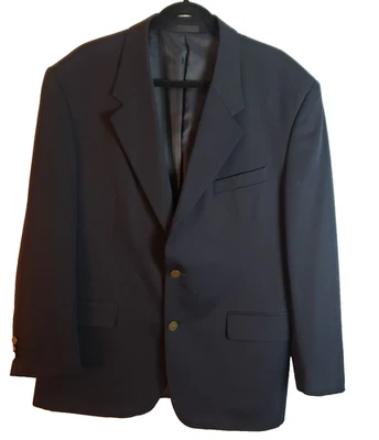 GIOVANNI Hombre Negro 100% LANA Abrigo Deportivo Traje Chaqueta Blazer Botón San Jorge 42S Foto 1 de 4