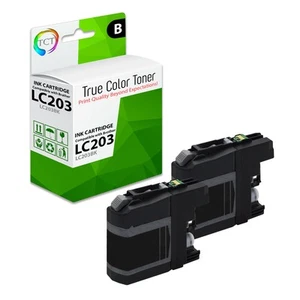2Pk TCT LC203BK LC203 Black HY For Brother MFC-J460DW J480DW J485DW Comp Ink - Picture 1 of 6