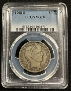 1908-S Barber Half Dollar PCGS VG10 - Bild 1 von 2