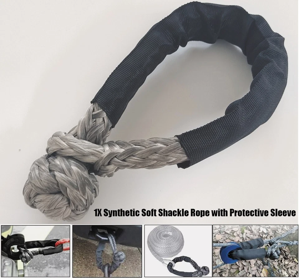 Grillete suave sintético 1/2" x 22 pulgadas 56,000 lb fuerza de rotura recuperación remolque gris Foto 1 de 4