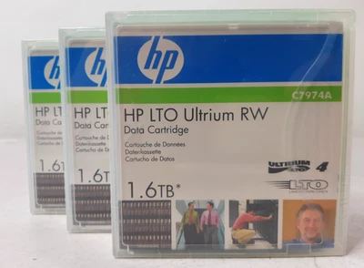 Lot of (3) HP LTO Ultrium RW Data Cartridge 1.6TB (C7974A) - New/Sealed - Image 1 of 4
