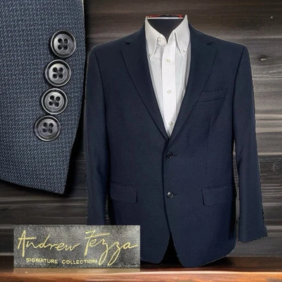 Andrew Fezza Sport Coat Mens 40S Blue Black Multicolor Polyester - Image 1 of 4