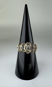 Vintage 14k Yellow Gold Five Tiered Marquise-Cut Aquamarine Ring Size 7 - Picture 1 of 12