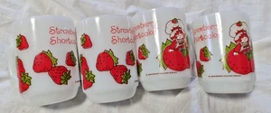 LOTTO di 4 tazze in vetro latte con ancoraggio anni 80 fragola shortcake - Foto 1 di 5
