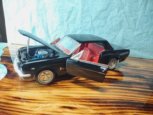 Revell 1965 Ford Mustang Black Hardtop Diecast Model Car 1/18 Red Interior - Picture 1 of 12