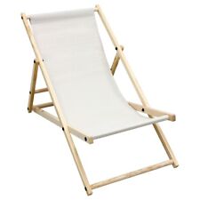 Chaise longue de jardin pliante bois bain de soleil plage chilienne beige 120 kg