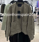 ZARA NEW WOMAN WRINKLED ZW COLLECTION SUEDE LEATHER JACKET BROWN TAUPE 1966/040