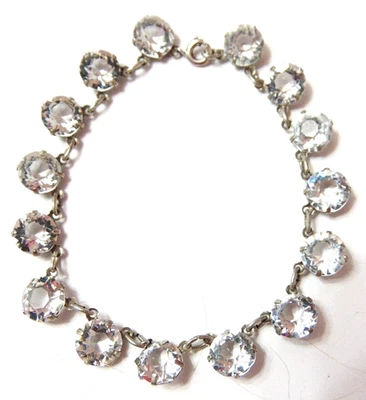 Pulsera de plata de ley Art Deco Riviere pasta cristal de roca facetado Foto 1 de 4