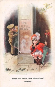 POSTCARD  COMIC   MILITARY CHILDREN  NEVER LESS ALONE     NASH - Picture 1 of 2