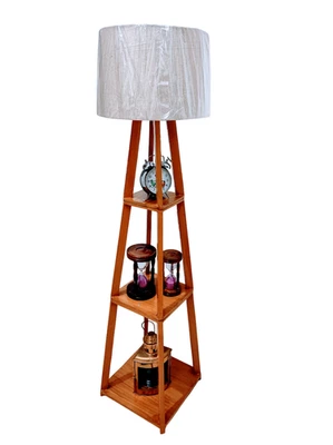 Lámpara de pie moderna de madera hecha a mano - Elegante luz de pie para iluminación del hogar Foto 1 de 2