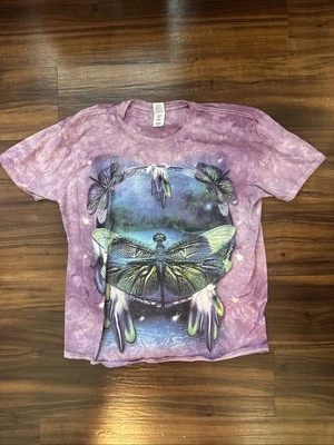 Camiseta De Colección Nativa Americana Suroeste Libélula Pluma Talla XL Púrpura Tie Dye Foto 1 de 4