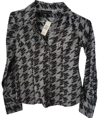 Nueva Camisa Para Mujer XS Atención Abotonada Manga Larga Ki Tejida Negra Monocromática Foto 1 de 3