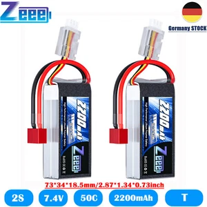 2x ZEEE Short 2S Lipo Akku T Stecker 7.4V 50C 2200mAh für RC Auto Boat UAV Heli - Bild 1 von 7