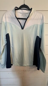 Women’s ETONIC 1/4 Zip Sweetheart Blue /white Performance Pullover Sweatshirt - Picture 1 of 8
