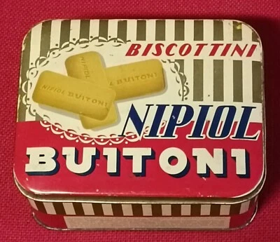 Scatola Originale Vintage di Latta Biscottini Nipiol Buitoni Anni 50 - Immagine 1 di 4