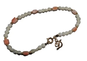 Coral Danecraft Bracelet yellow 18kt gold filled Mother of Pearl beads Tulip New - Picture 1 of 7