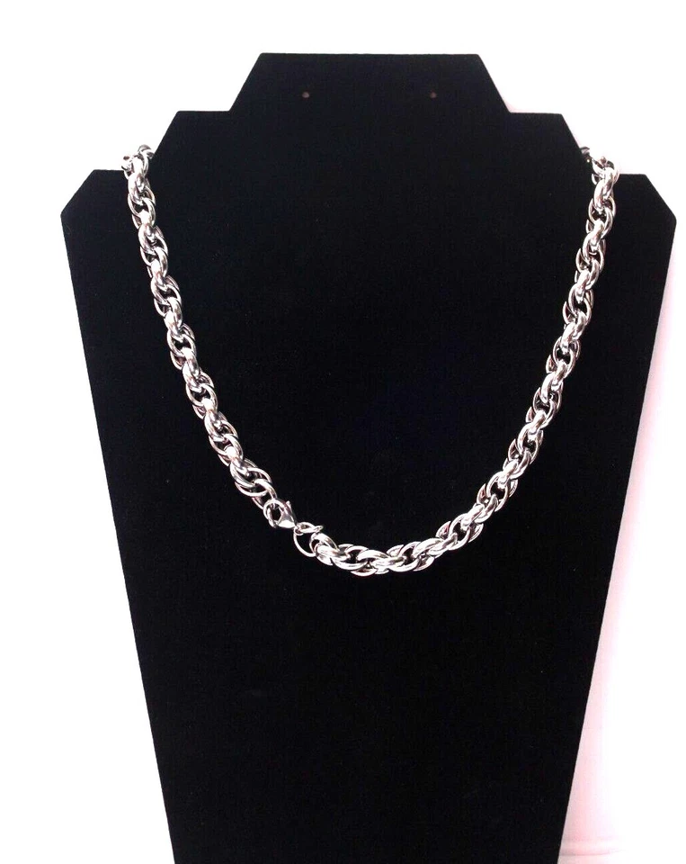 9 mm Cuban Link Chain Necklace Silver Plated SS Various Length Miami Hip Hop C - Изображение 1 из 1