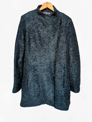 Matty m Wool Blend Asymmetrical Jacket Green Winter Coat Women's MEDIUM  - Image 1 of 4