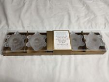 Williams Sonoma Frosted Glass Snowflake Tiny Taper Candle Holders Set Of 4 