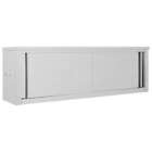 Kitchen Wall Cabinet With 2 Sliding Doors Storage Cupboard Stainless Steel New