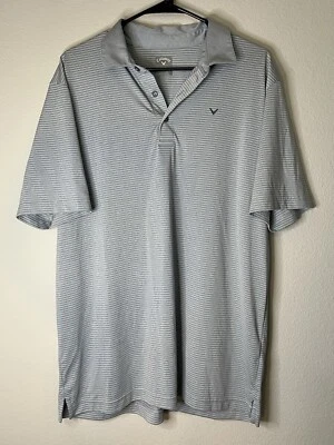 Callaway Polo Shirt Large Gray Silver Striped Opti Dri Short Sleeve Golf Mens Foto 1 de 4