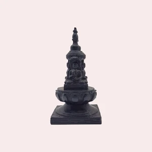 Tibetan Buddhist Resin Stupa Chorten Statue Nepal, Black Color - Picture 1 of 3