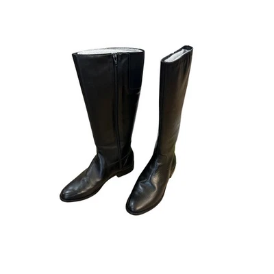Botas de montar altas de cuero negro con cremallera lateral para mujer talla 10,5 M Foto 1 de 4