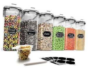 Cereal Storage Containers Set, Large BPA Free Plastic Airtight Food Storage - Picture 1 of 7