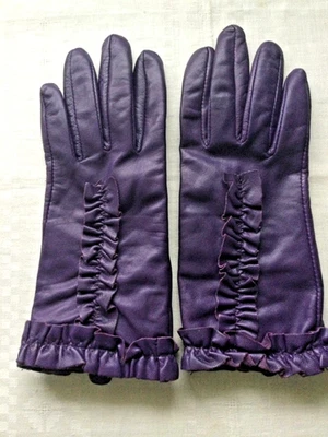 GUANTES DE INVIERNO MERONA DAMAS CUERO CIRUELA FORRO POLAR TALLA S/M Foto 1 de 4